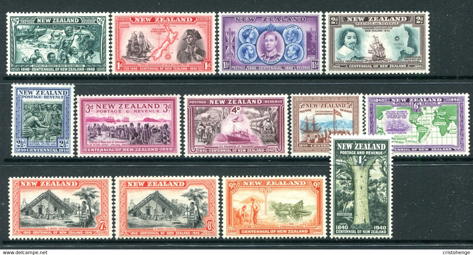 New Zealand 1940 Centenary Of Proclamation Of British Sovereignty Set HM (SG 613-625) - Nuevos