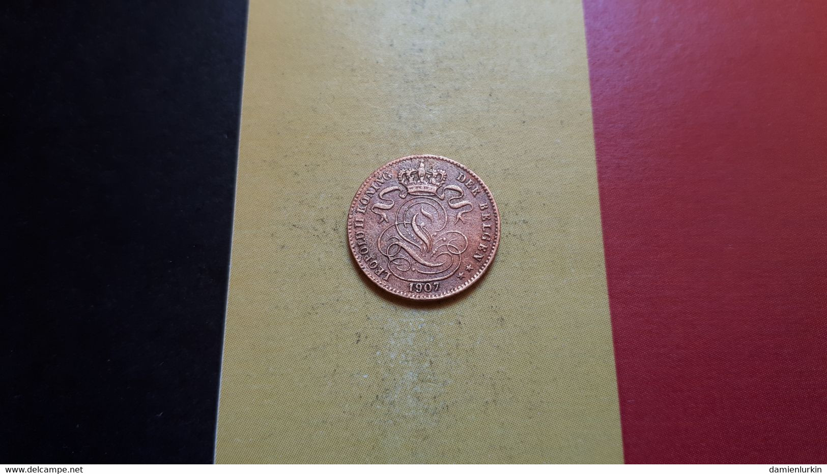 BELGIE LEOPOLD II 1 CENTIEM SURFRAPPE OVERSLAG 1907/1807 9/8 AVERS PIQUé NON RENSEIGNEE AU CATALOGUE ! - 1 Cent