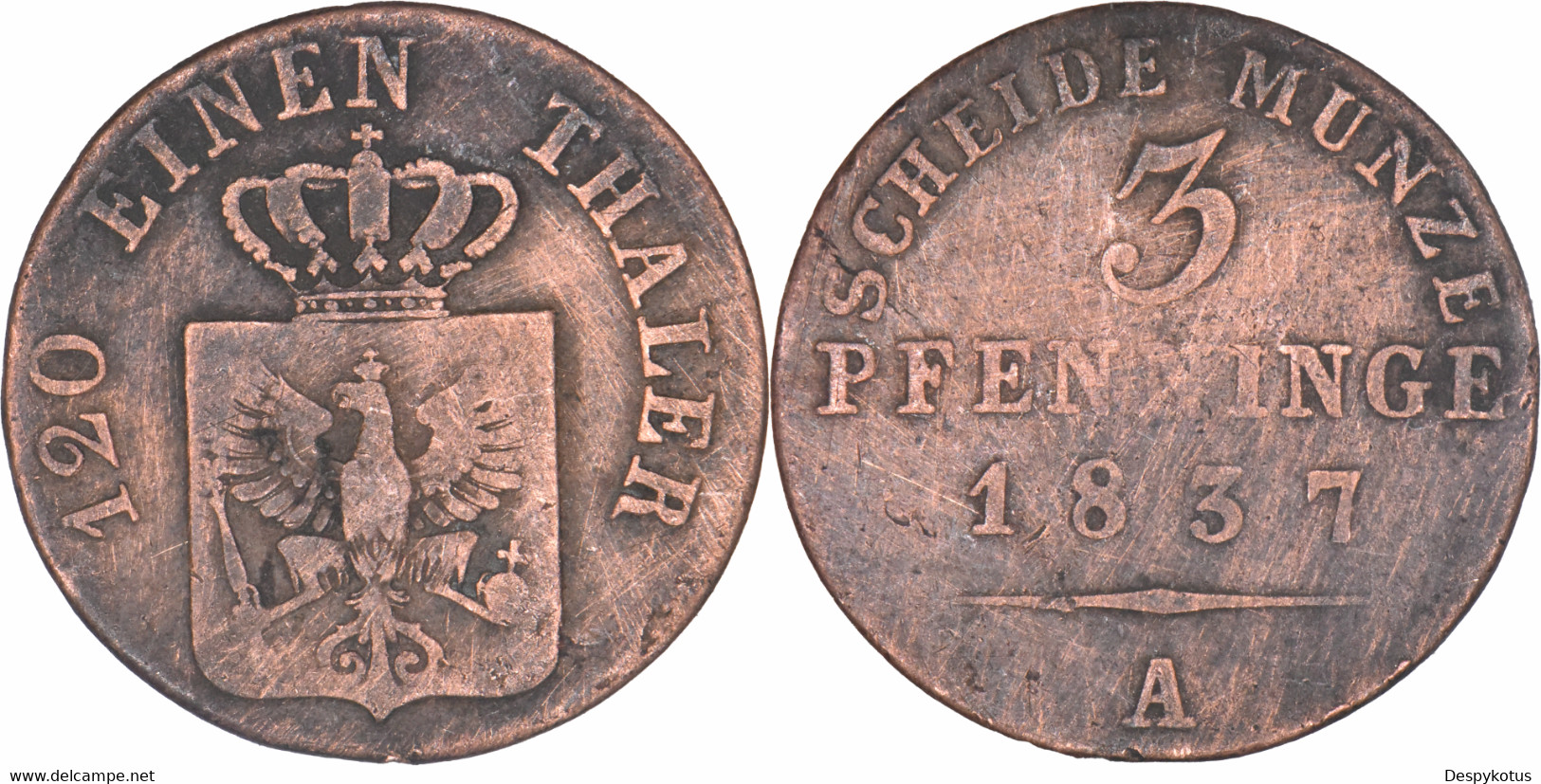 Allemagne - Royaume De Prusse - 1837 - 3 Pfenninge - Berlin (A) - Frédéric-Guillaume III - 01-218 - Taler & Doppeltaler