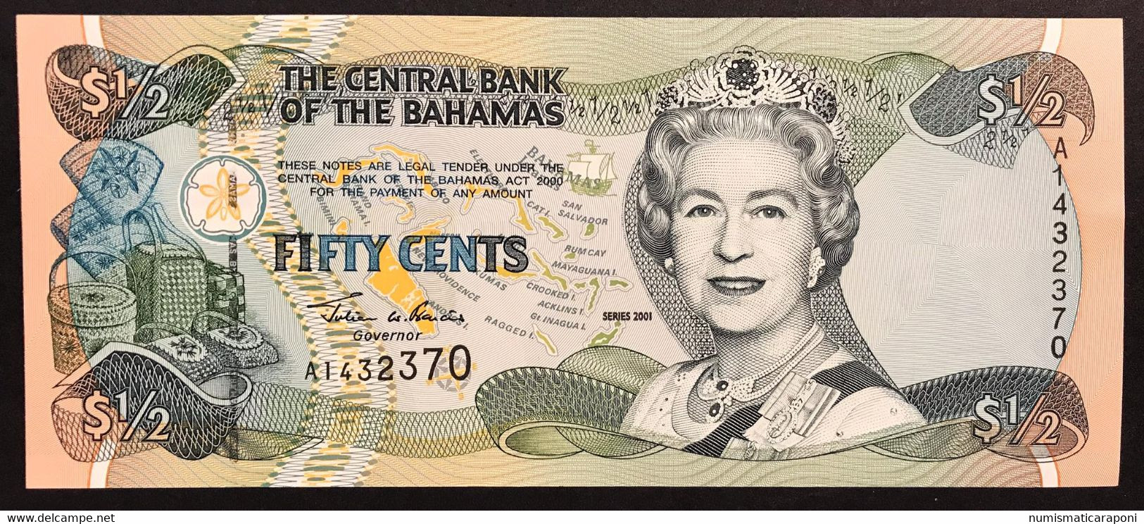 Bahamas  50 Cents Series 2001 Fds UNC Pick#68 Lotto 3069 - Bahamas