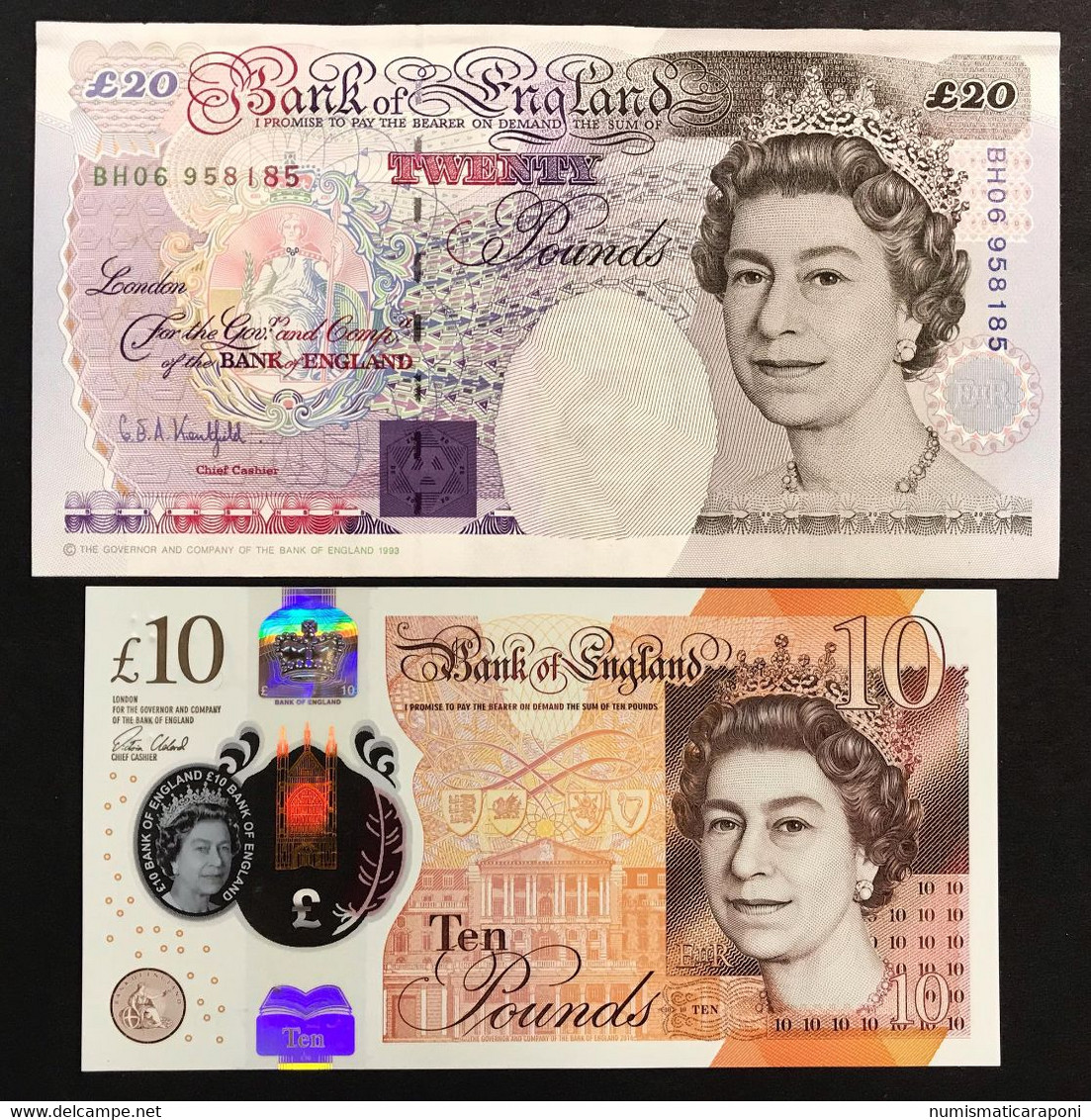 GRAN BRETAGNA Great Britain 10 Pound 2016 + 20 Pounds 1993 Queen Elizabeth II Sup/q.fds  LOTTO 3060 - 20 Pounds