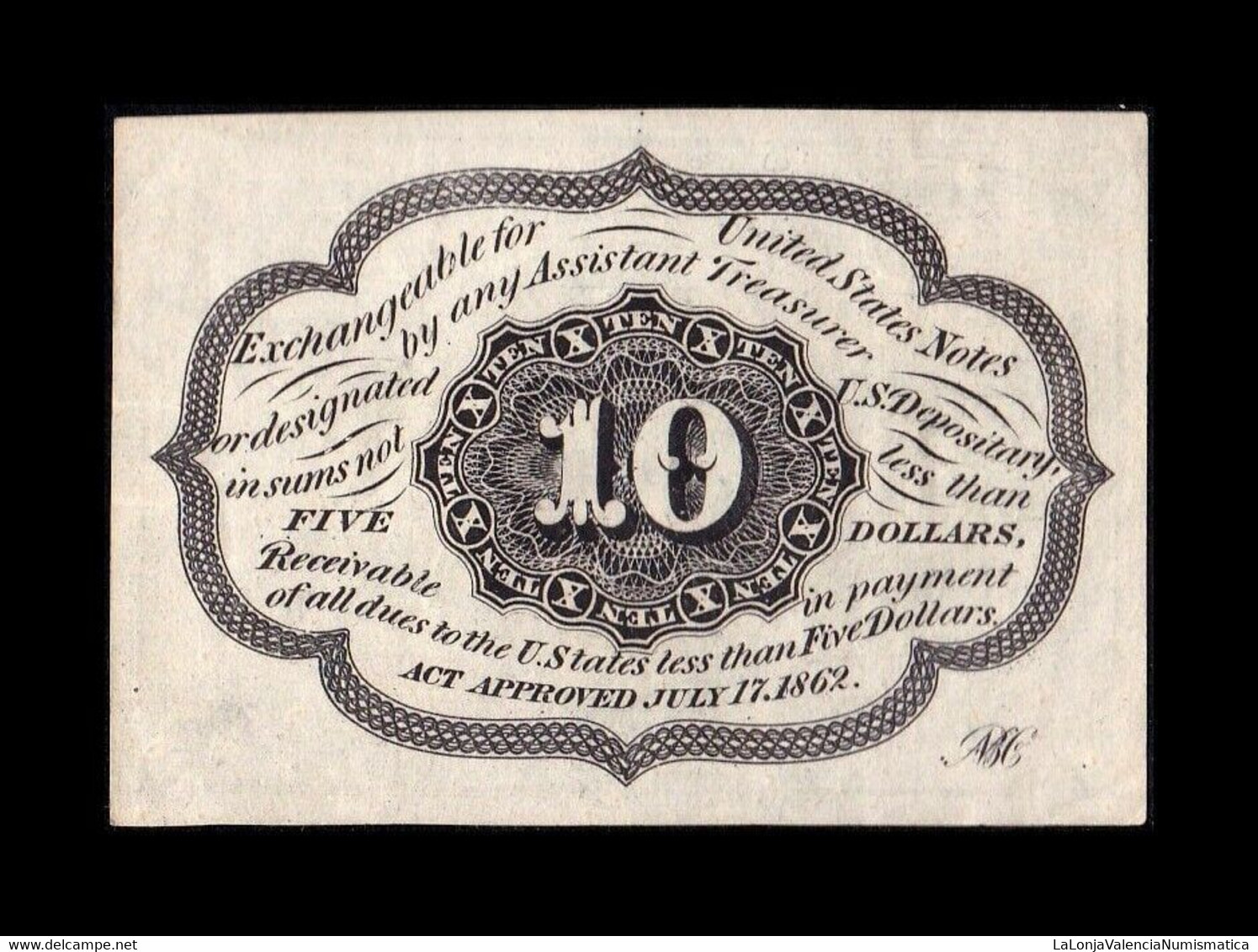 Estados Unidos United States 10 Cents George Washington 1862 Pick 98c EBC+ XF+ - 1862 : 1° Edizione