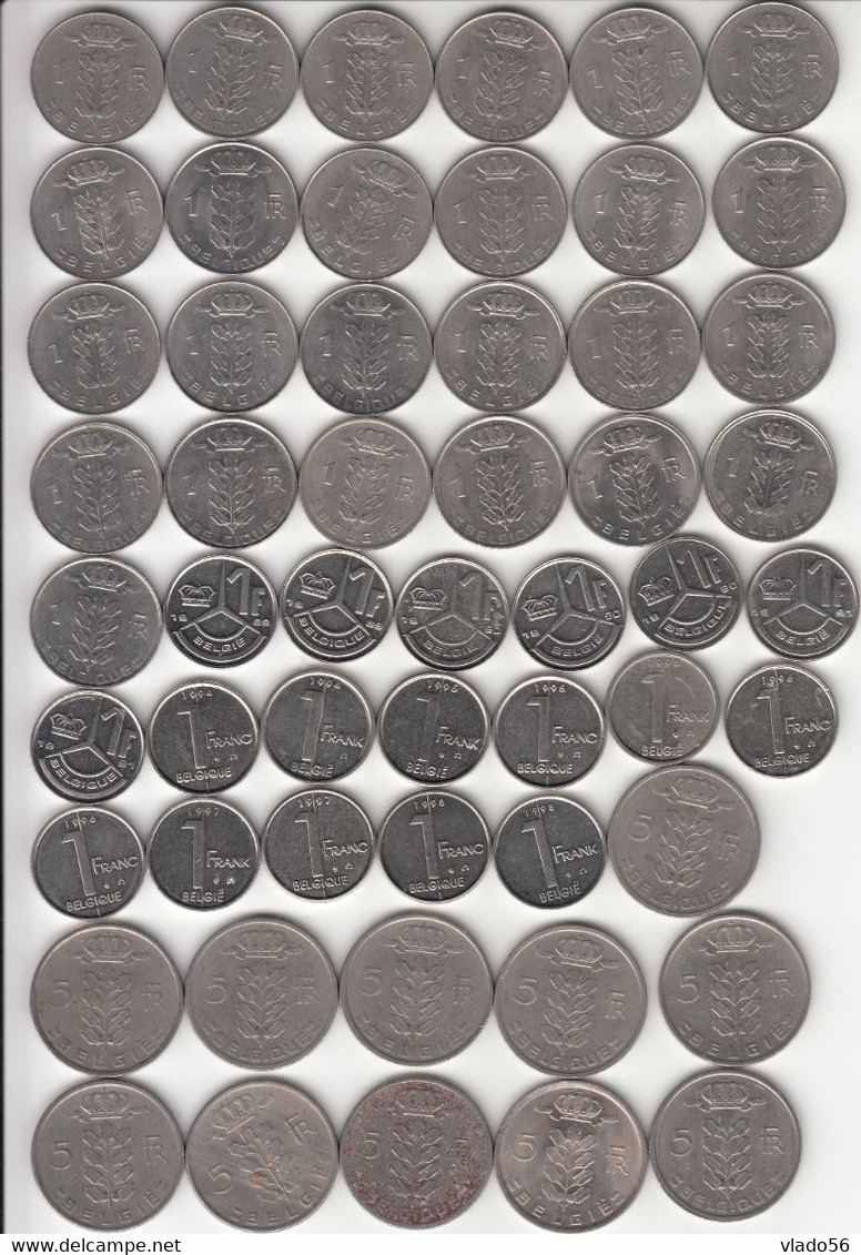 BELGIUM -LOT B 142  DIFFERENT COINS FROM  20 CENTIMES 1953 UP TO 20 FRANCS 1996 (TABEL)+ 8 COINS BONUS, LM1.25 - Sammlungen