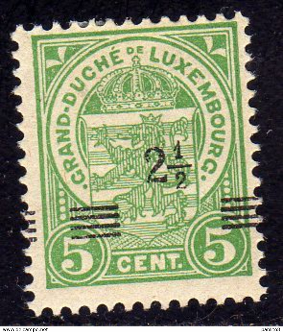 LUXEMBOURG LUSSEMBURGO 1916 1924 STAMPS OF 1906 1919 SURCHARGED WITH NEW VALUE 1918 CENT. 2 1/2 On 5c MLH - Sonstige & Ohne Zuordnung