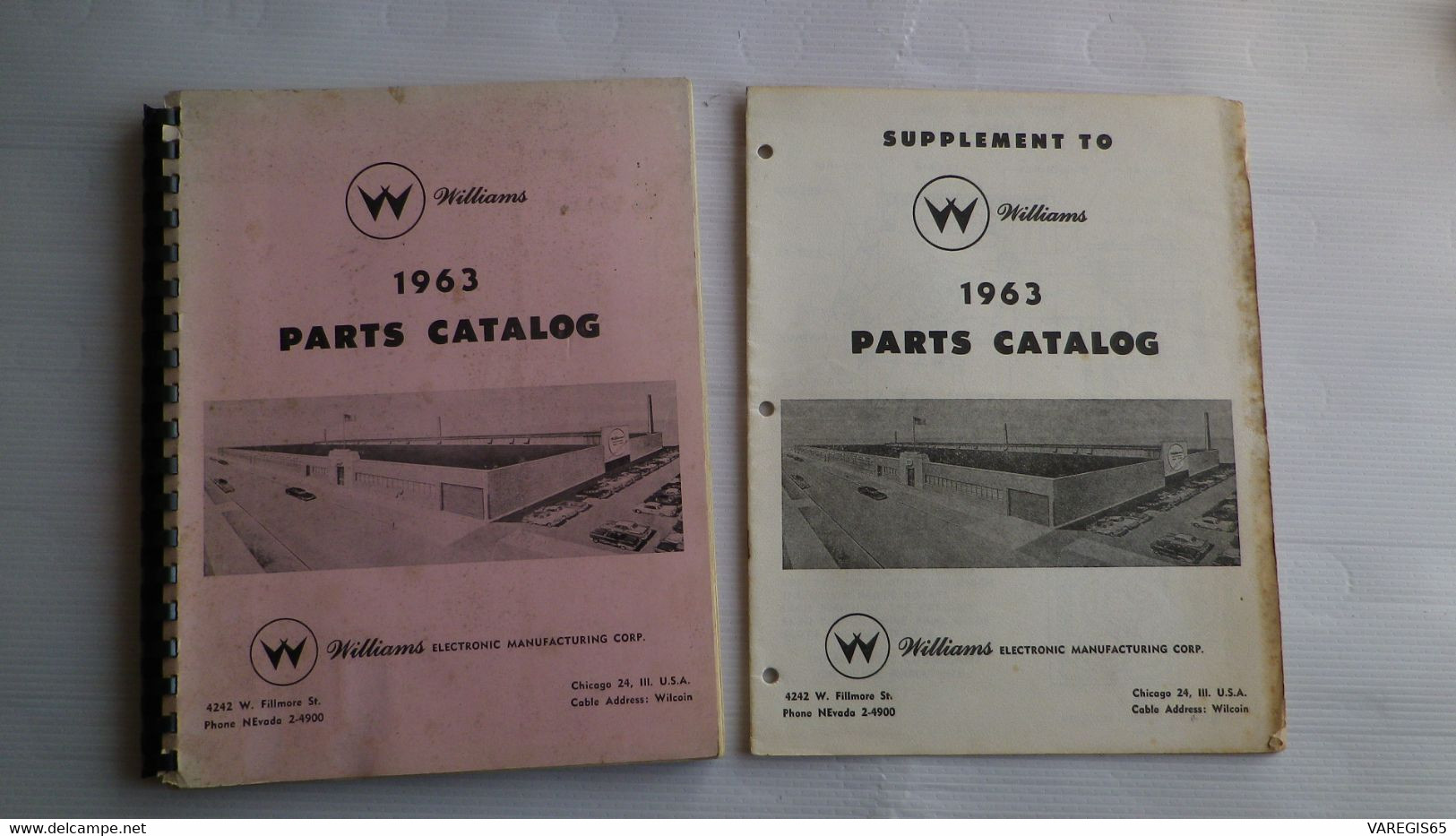 PART CATALOG - WILLIAMS 1963 - BASE BALL , BOWLING , FIVE BALL PIN , GUN TYPE , HORSE,POOL , ROADRACER - AVEC SUPPLEMENT - Bouwkunde