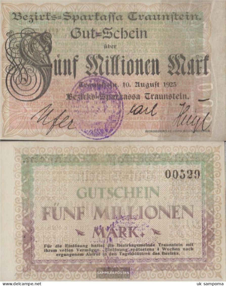 Traunstein Inflationsgeld Sparkassa Traunstein Used (III) 1923 5 Million Mark - 5 Mio. Mark