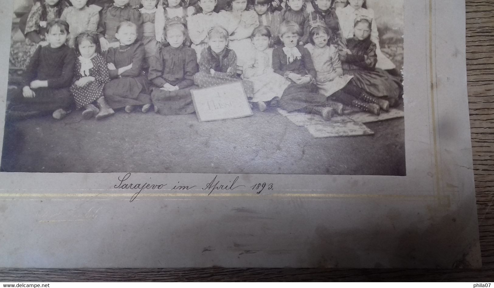 Sarajevo 1893 - Female First Grade Of Elementary School. Photo Of Class On Decorative Cardboard Paper. Photographer Jose - Old (before 1900)