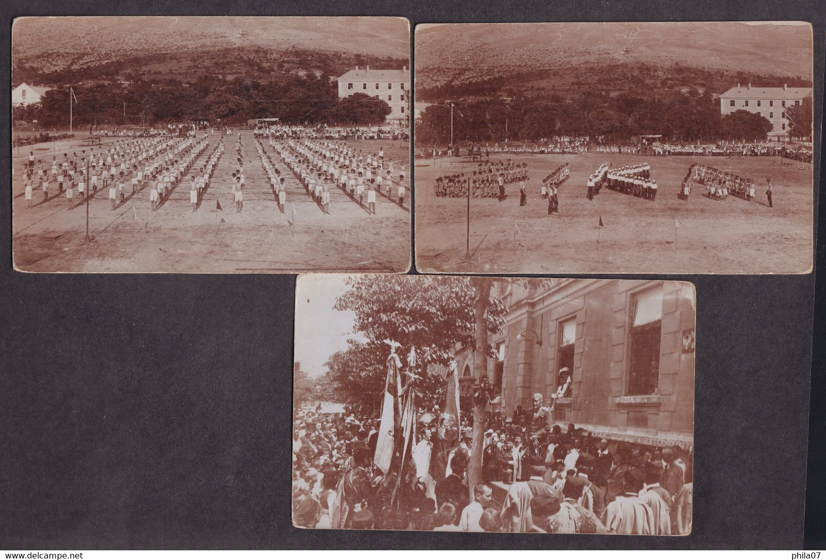 Lot Of Seven Photographs In Format Of Postcards With Display Of Exercise And Parade, Most Likely In Mostar Around The Mi - Other & Unclassified