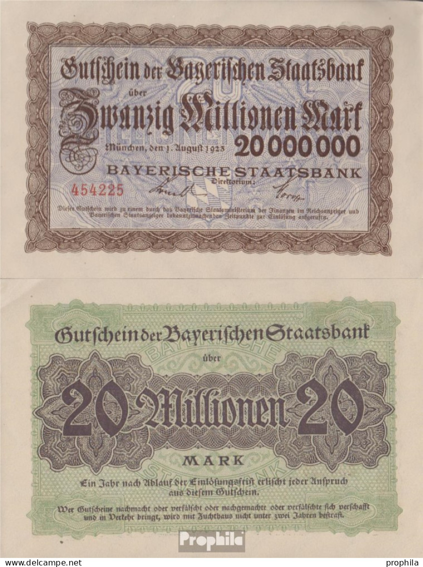 Bayern Inflationsgeld Bayerische Staatsbank Gebraucht (III) 1923 20 Millionen Mark - 20 Mio. Mark