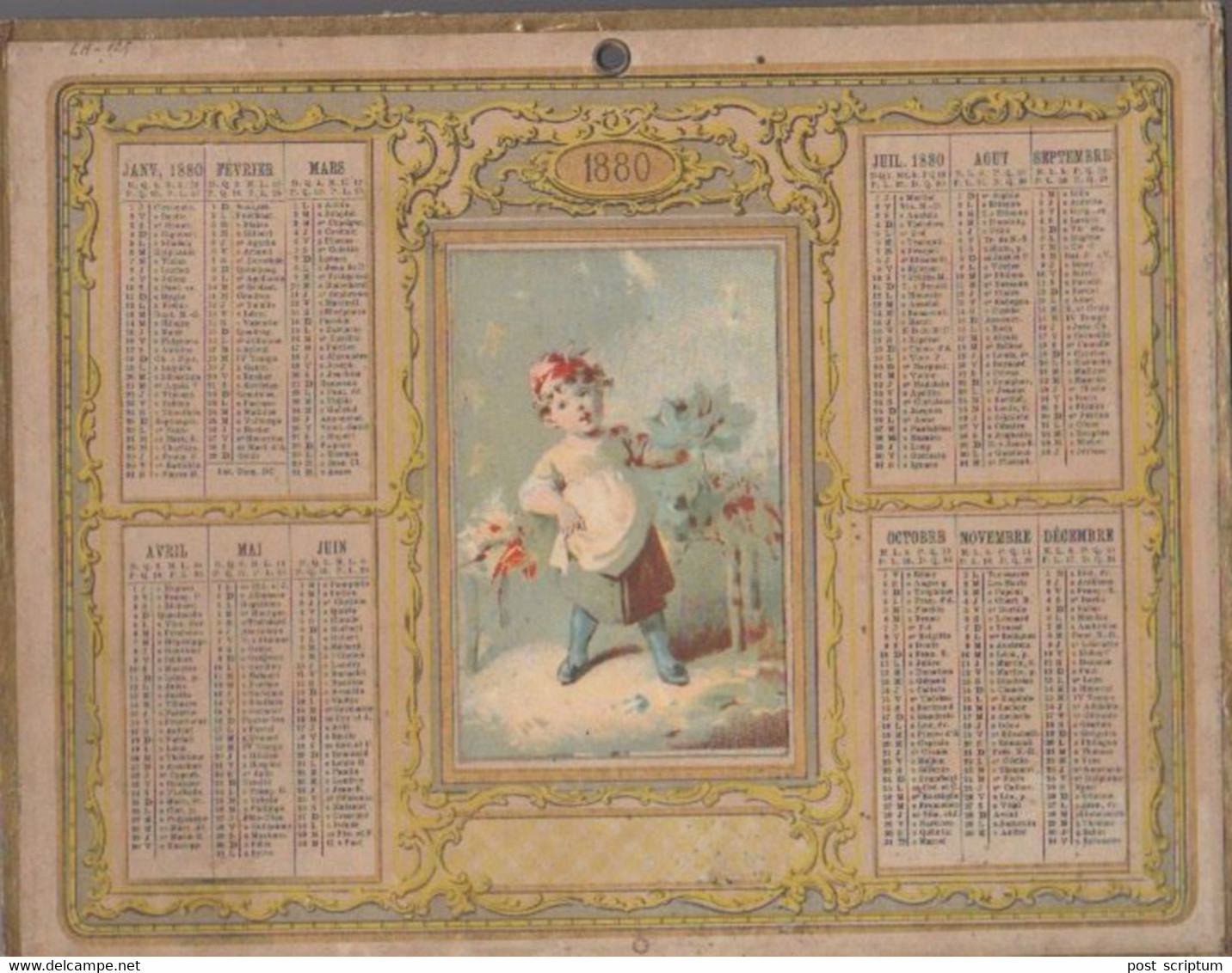 Vieux Papiers - Calendrier De 1880 - Groot Formaat: ...-1900