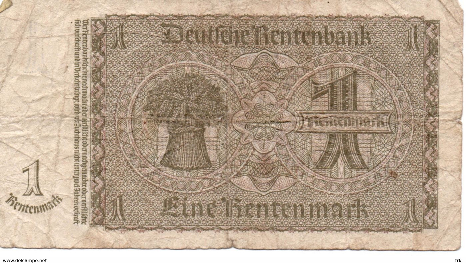 Germany 1 Rentenmark 1937 Circulated - Other & Unclassified
