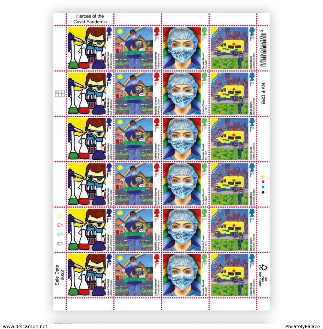 GB New *** 2022 HEROES OF THE COVID PANDEMIC UK Covid 19 Coronavirus Docotor ,Mask ,4 Types Sheet MNH (**) - Ohne Zuordnung