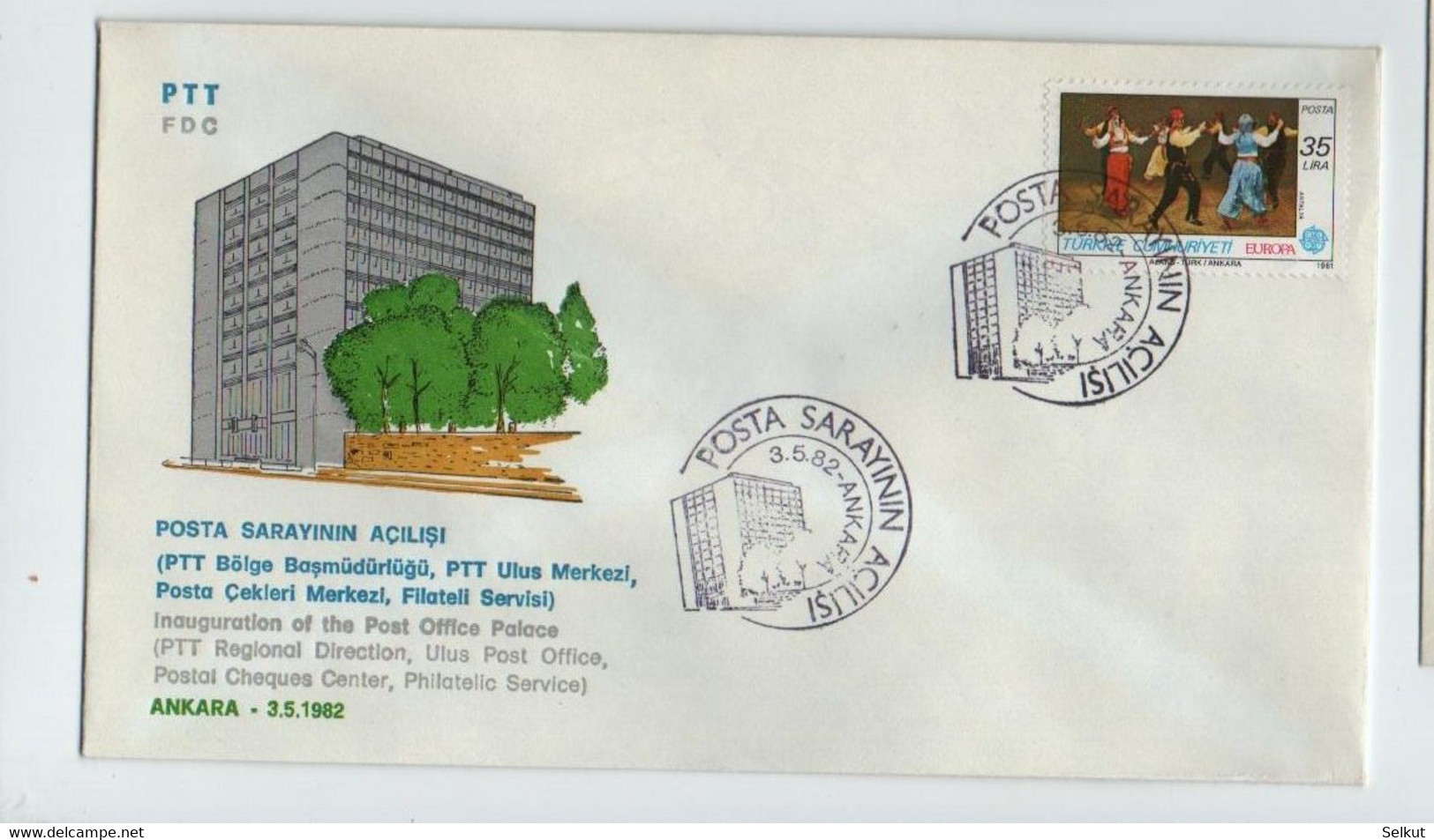 Turkey 1982 Inauguration Of The Post Office Palace , Special Cover - Briefe U. Dokumente