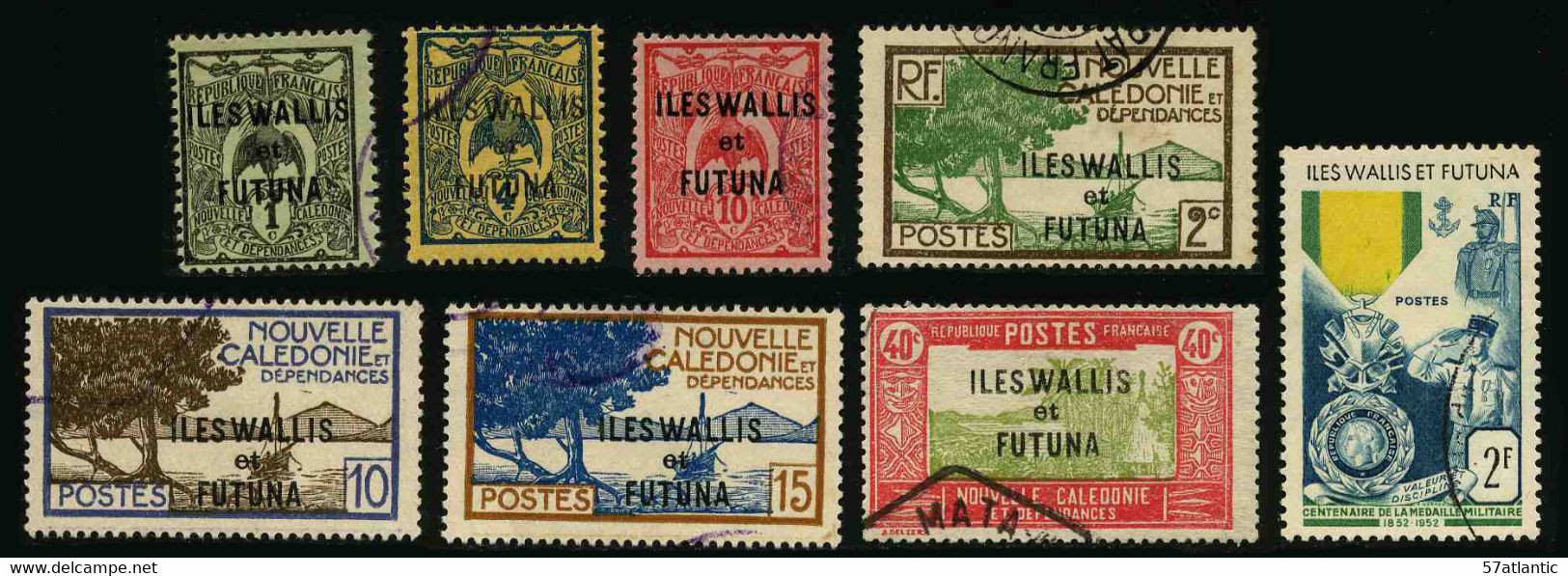 WALLIS ET FUTUNA - PROTECTORAT FRANCAIS - LOT DE 8 TIMBRES OBLITERES DIFFERENTS - Lots & Serien