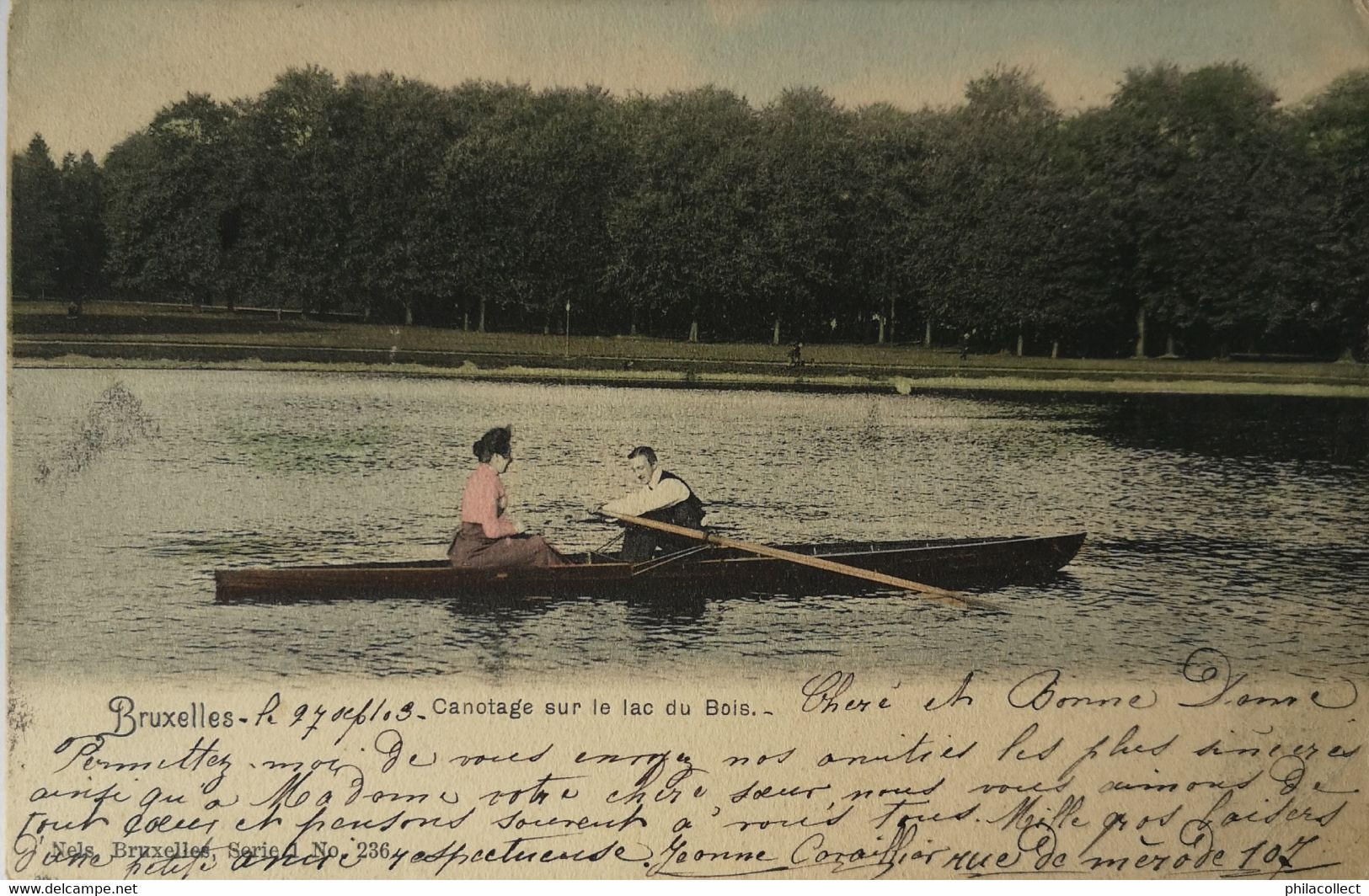 Bruxelles // Canotage Sur Le Lac Du Bois (color) 1903 - Autres & Non Classés