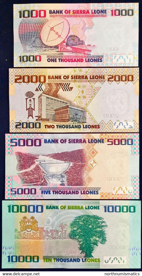 Sierra Leone 4 Pcs 1000-2000-5000-10000 Leones Unc - Sierra Leone