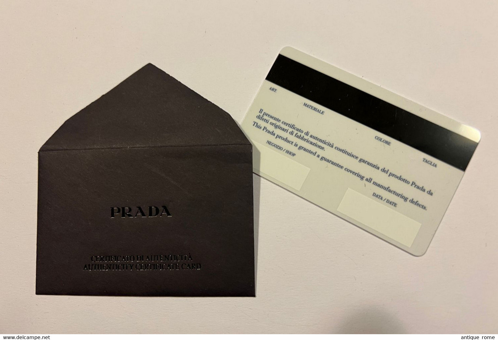 PRADA_ Certificat D'Authenticité NEUVE (carte CB) + Enveloppe PRADA NEUVE - Materiale Di Profumeria