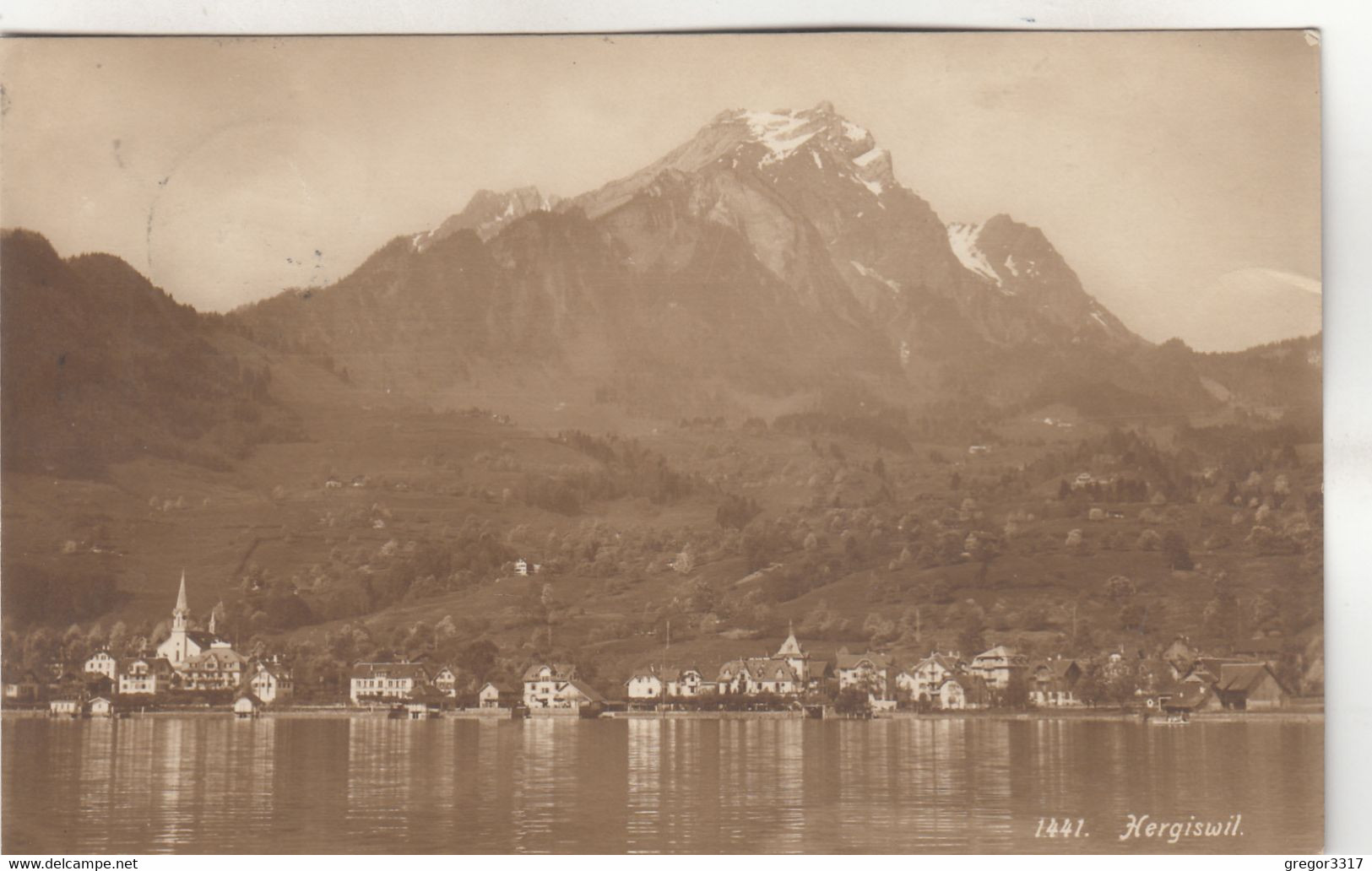 A9402) HERGISWIL - Häuser Kirche Am Ufer - Tolle Alte FOTO AK 7.08.1920 !! - Hergiswil