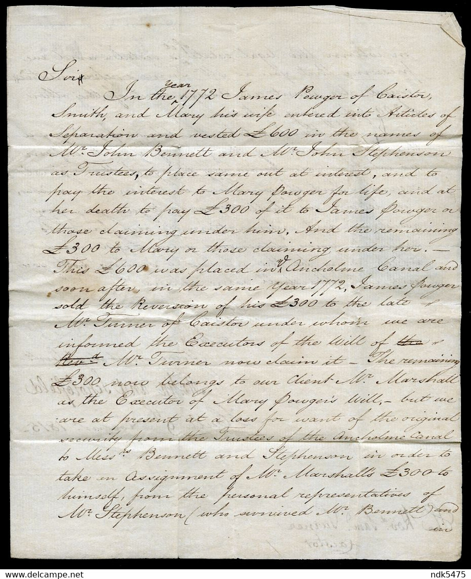 CAISTOR, 1815, REV TURNER / POWGER, SEPARATION, 1772 / ANCHOLME CANAL / MARTIN & SCHOLOFIELD, HULL - ...-1840 Vorläufer