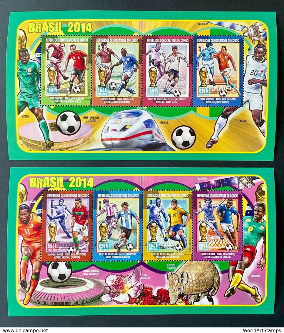 Stamps Sheetlet Football Worldcup Brasil 2014 Congo Perf. - 2014 – Brazilië