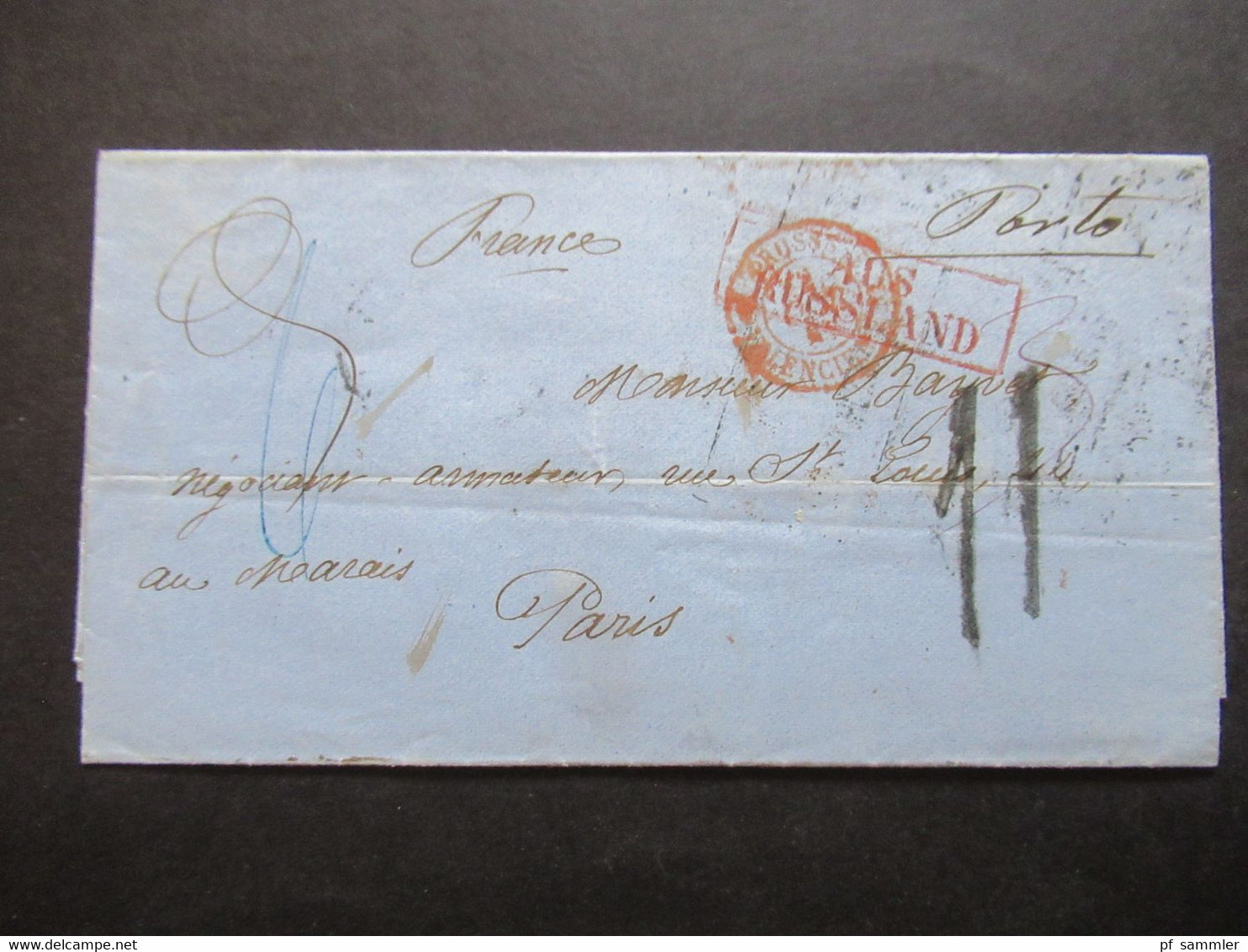 Transit Roter Ra2 Aus Russland - Paris Bahnpost Stempel Stettin / Berlin U. Russischer Kastenstempel Handschriftl. Porto - Lettres & Documents