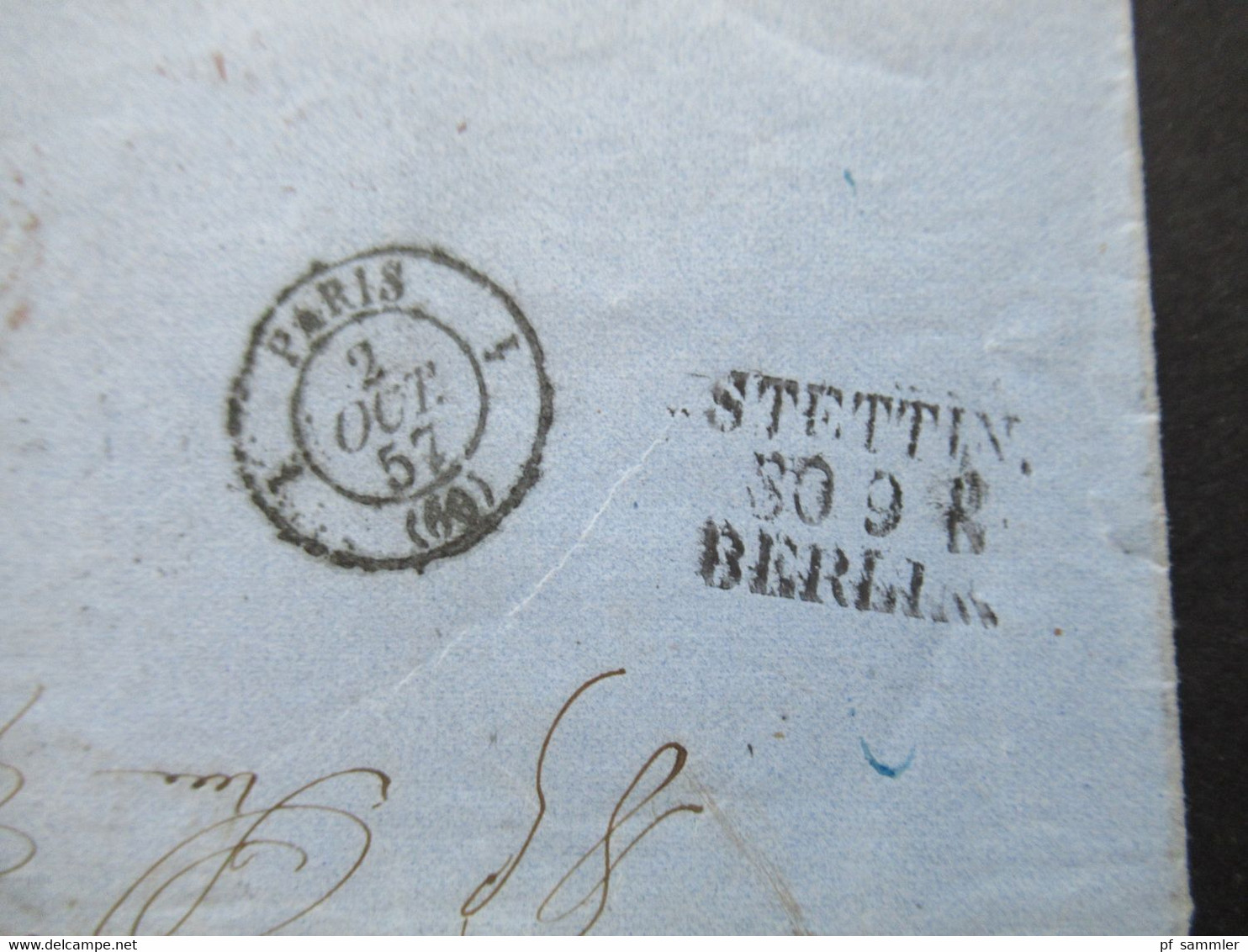 Transit Roter Ra2 Aus Russland - Paris Bahnpost Stempel Stettin / Berlin U. Russischer Kastenstempel Handschriftl. Porto - Lettres & Documents