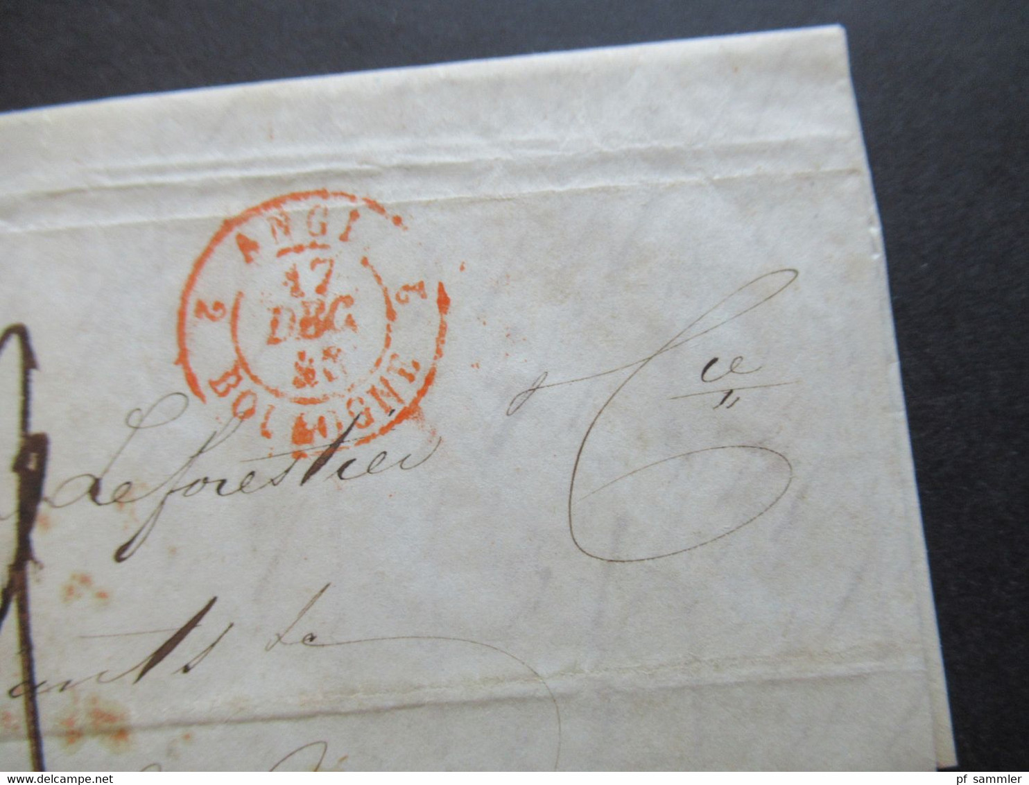 GB 1846 Transit Schiffspost Plymouth - St. Malo Frankreich Rote / Blauer Und Schwarze Stempel!! Faltbrief Mit Inhalt!! - Briefe U. Dokumente