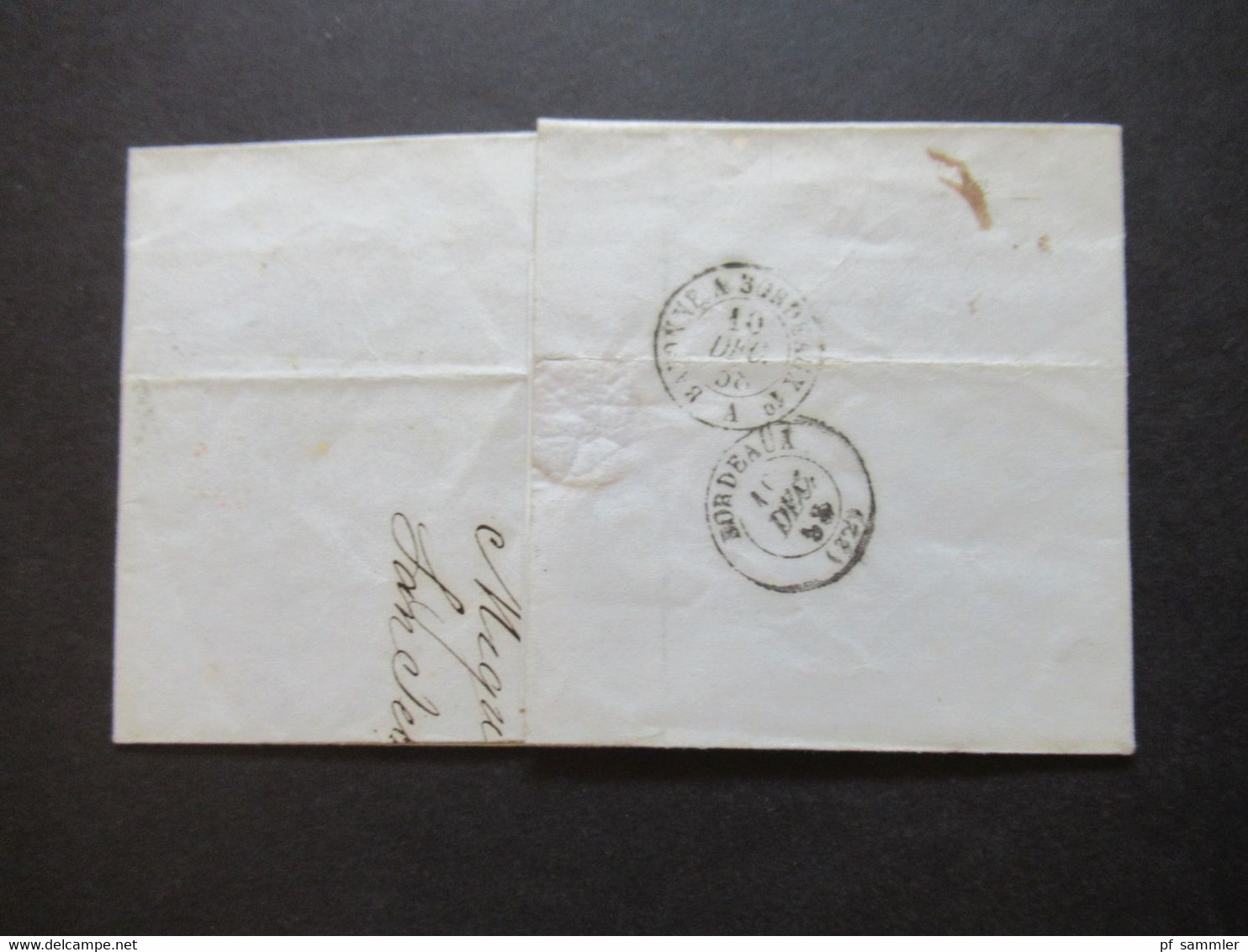 Spanien 1858 Roter Stempel K2 Espagne Und Schwarzer K2 San Sebastian Faltbrief Ohne Inhalt Nach Burdeos Philippinen - Briefe U. Dokumente