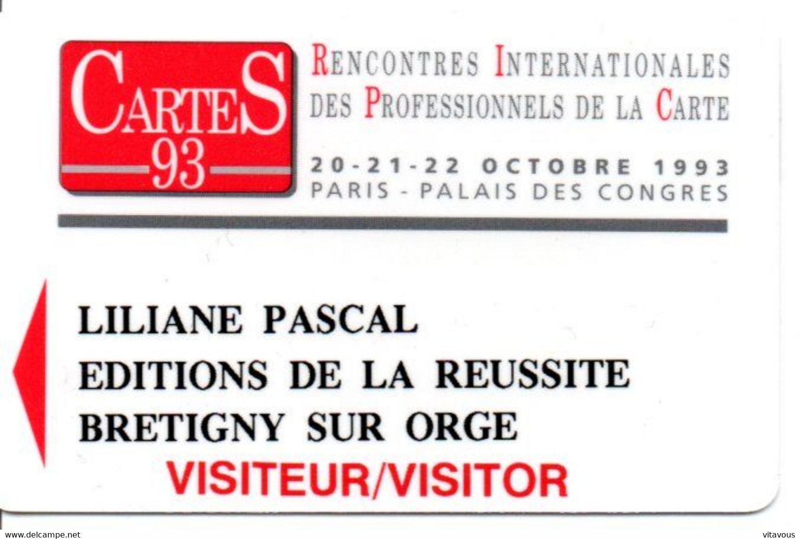 Carte Salon CarteS 93  France Paris Card  Karte TBE (salon 85) - Cartes De Salon Et Démonstration