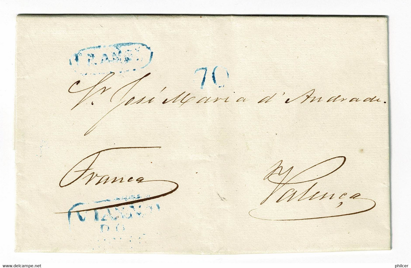 Portugal, 1849, Viana-Valença, Carimbo "FRANCA" - ...-1853 Prephilately