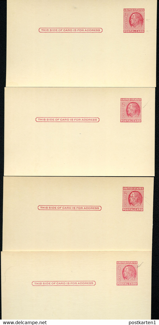 UX38 S54A 4 Postal Cards PLATE FLAWS INDICIA Mint 1951 - 1941-60