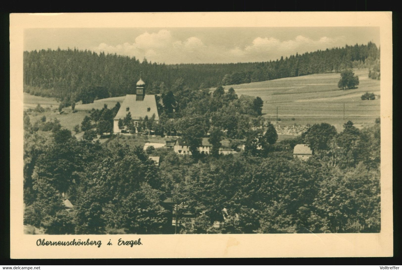 DDR Foto AK 1954 Oberneuschönberg Olbernhau Im Erzgebirge, Blick Auf Den Ort, Panorama - Olbernhau