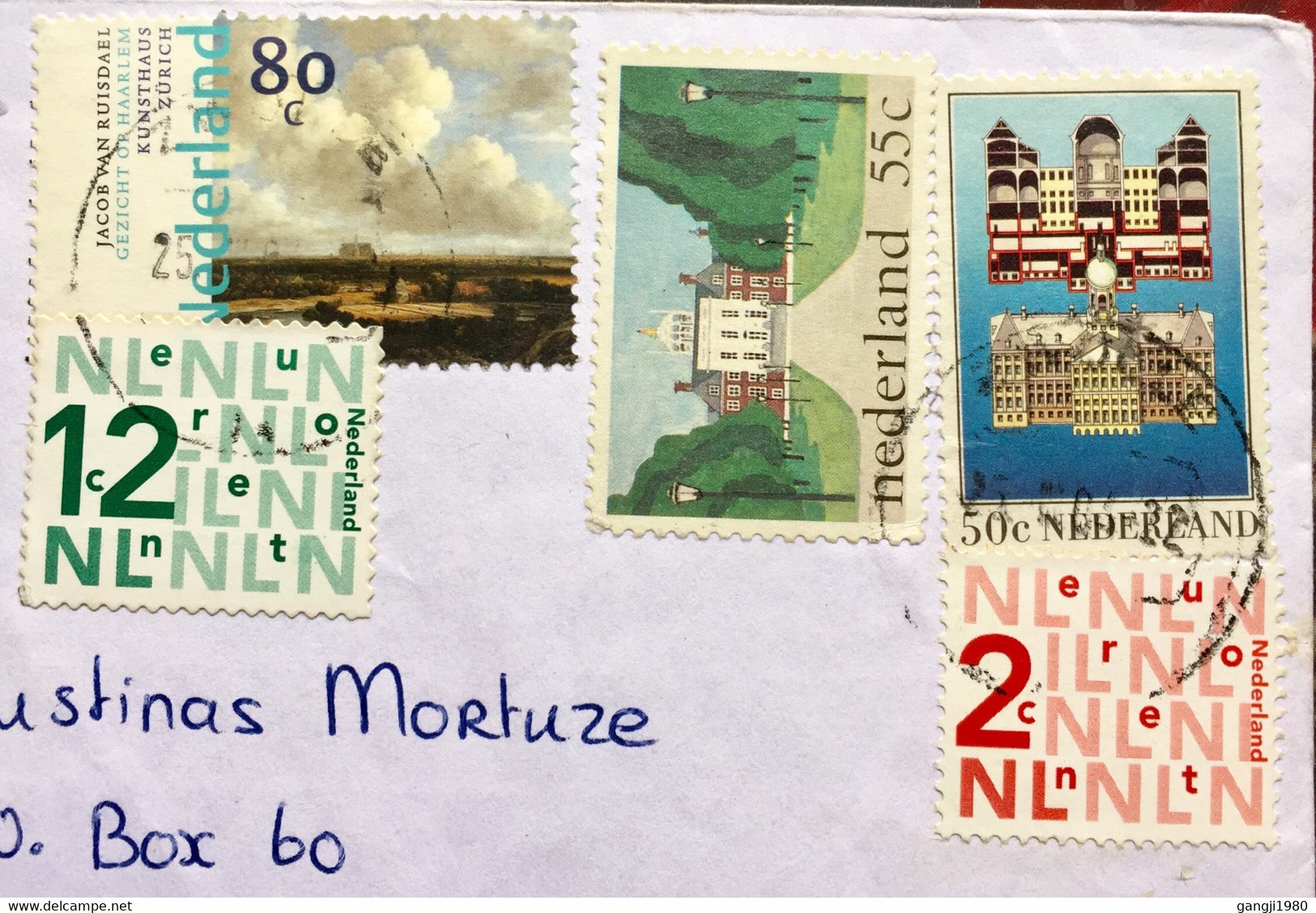 NEDERLAND 2004, USED DECORATED,HANDCRAFT,COVER TO LITHUANIA,5 STAMPS BUILDING,ARCHITECTURE - Cartas & Documentos