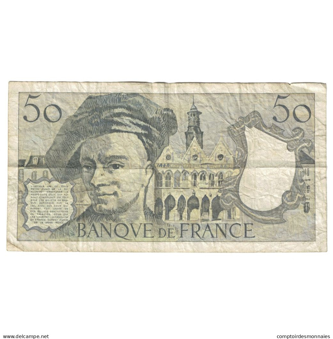 France, 50 Francs, Quentin De La Tour, 1989, O.56, B+, Fayette:67.15, KM:152d - 50 F 1976-1992 ''Quentin De La Tour''