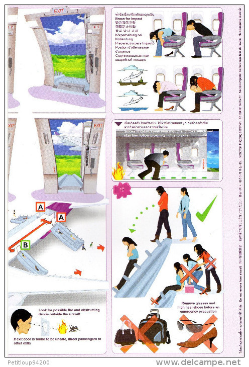 CONSIGNES DE SECURITE / SAFETY CARD  *AIRBUS A300-600   Thai - Consignes De Sécurité