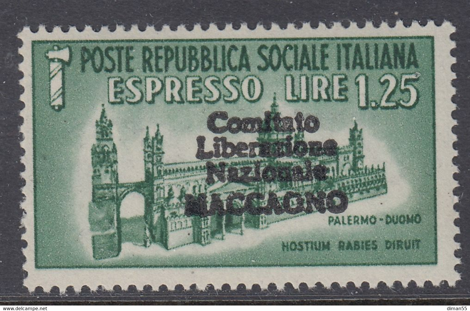 ITALIA - C.L.N. MACCAGNO N.8  Cat. 750€ - Firmato RAYBAUDI - GOMMA INTEGRA - MNH** - Comité De Libération Nationale (CLN)