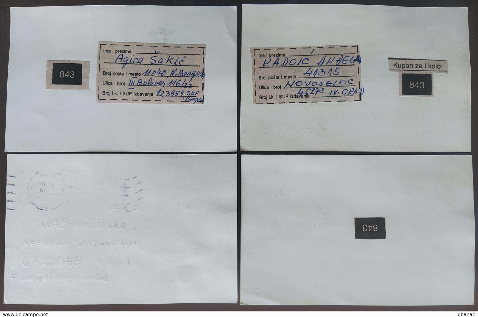 Yugoslavia 4 Travelled Postal Cards - Brieven En Documenten