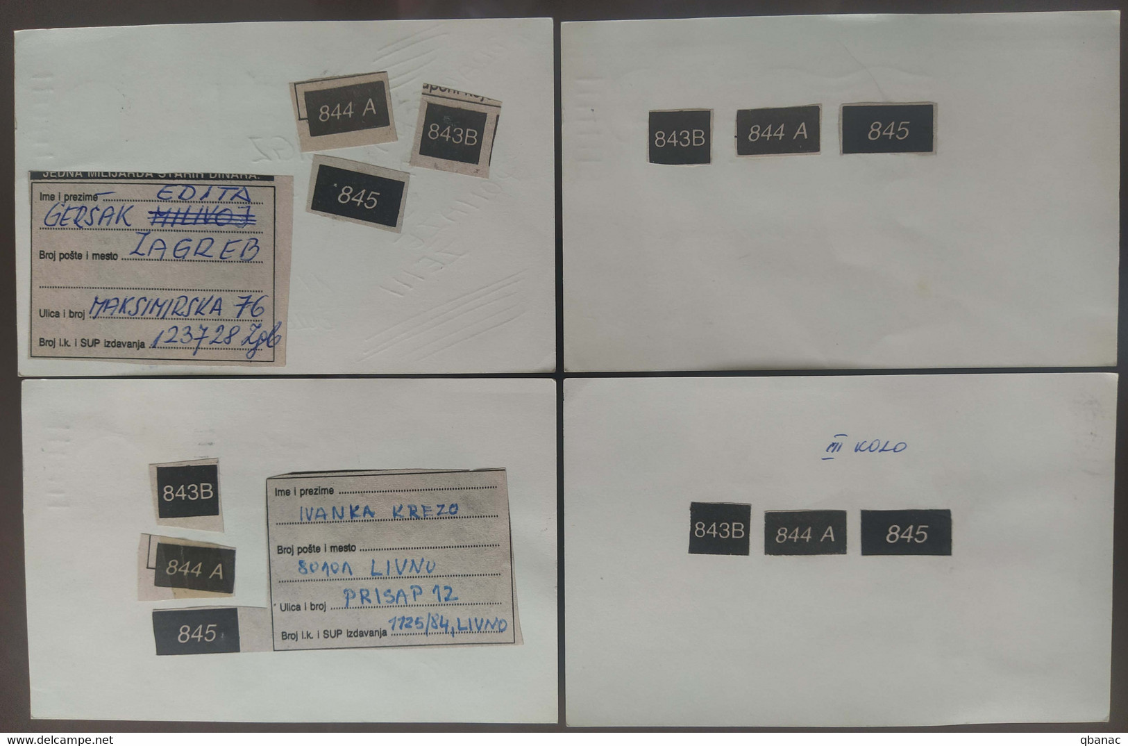 Yugoslavia 4 Travelled Postal Cards - Covers & Documents