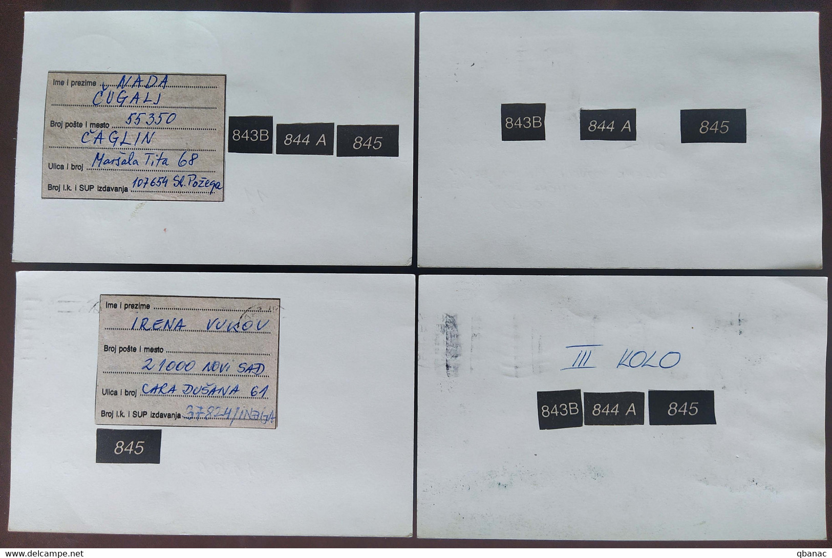 Yugoslavia 4 Travelled Postal Cards - Brieven En Documenten