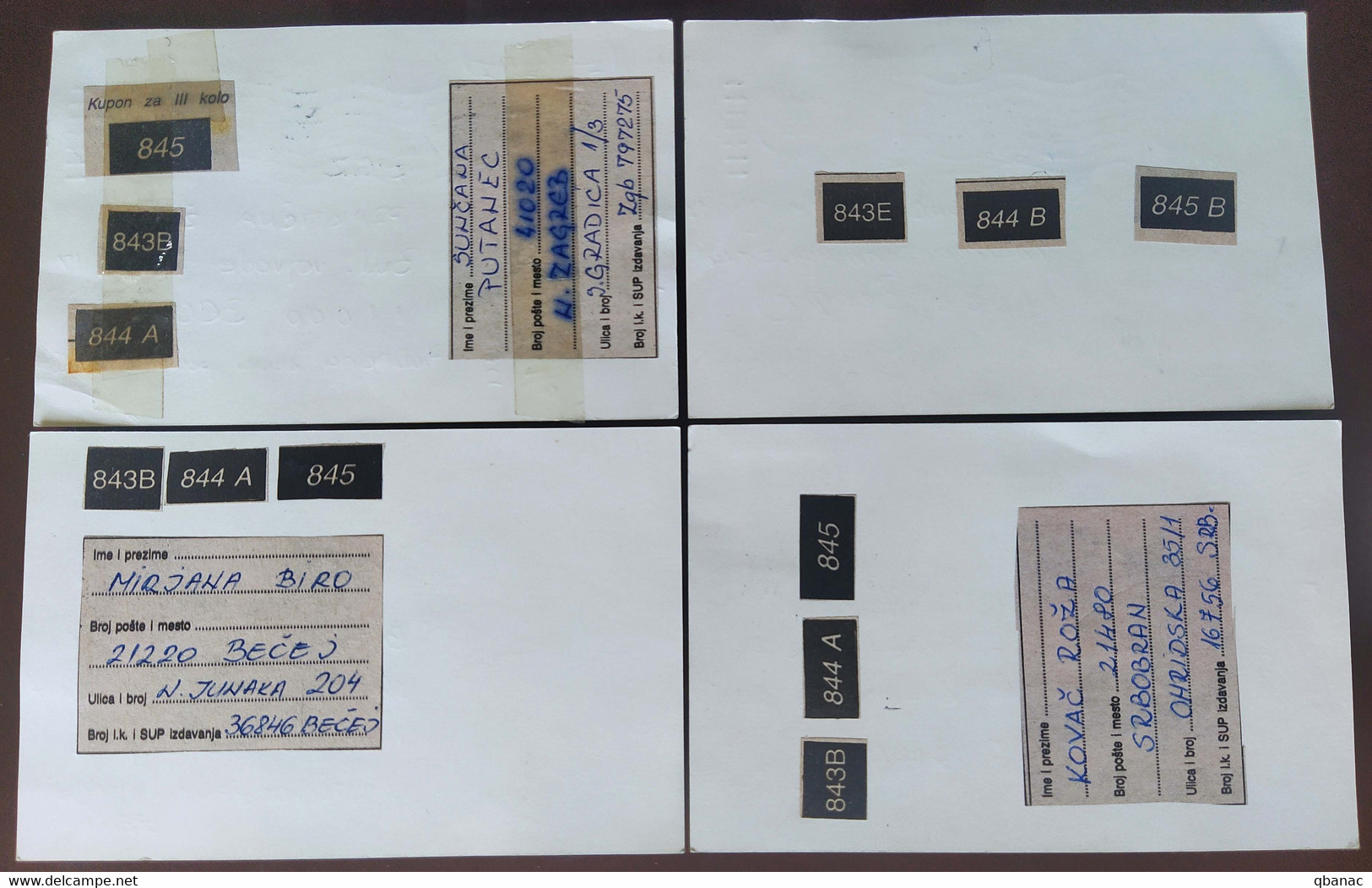 Yugoslavia 4 Travelled Postal Cards - Covers & Documents