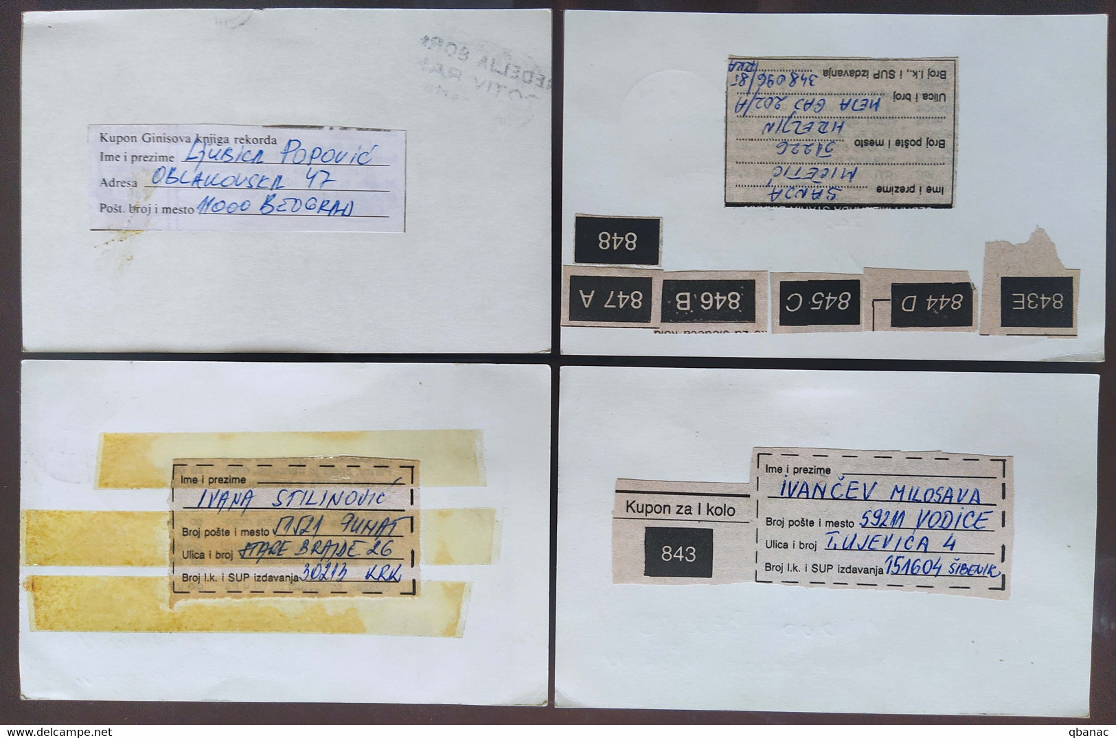 Yugoslavia 4 Travelled Postal Cards - Covers & Documents