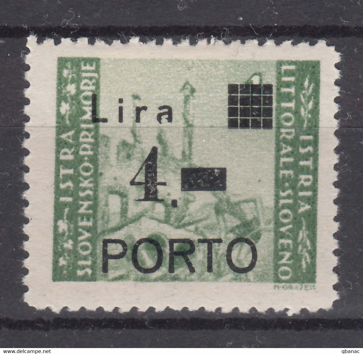 Istria Litorale Yugoslavia Occupation, Porto 1946 Sassone#10 Error - Broken "a" Mint Hinged - Yugoslavian Occ.: Istria