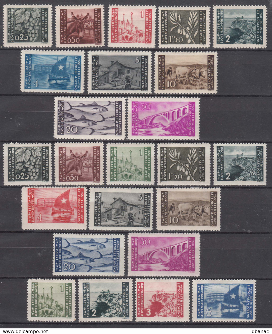Istria Litorale Yugoslavia Occupation, 1945/1946 Complete Pictorial Issue Sassone#41-50, #51-60 And #63-66 Mint Hinged - Yugoslavian Occ.: Istria