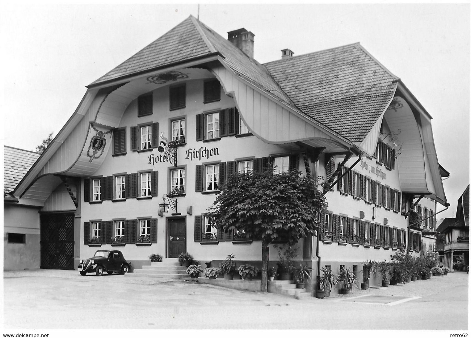 LANGNAU IM EMMENTAL → Gasthaus Hirschen Mit Oldtimer Davor, Fotokarte Anno 1943 - Langnau Im Emmental