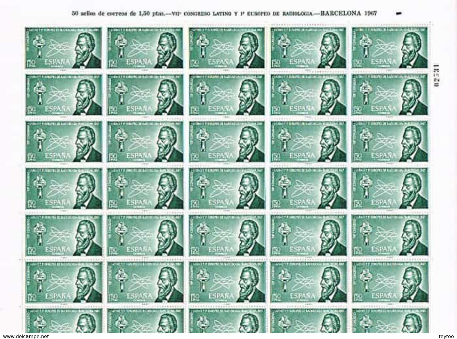 [ES1790.A] España 1967. Pliego Congreso De Radiología. 1,50 Pts (MNH) - Full Sheets