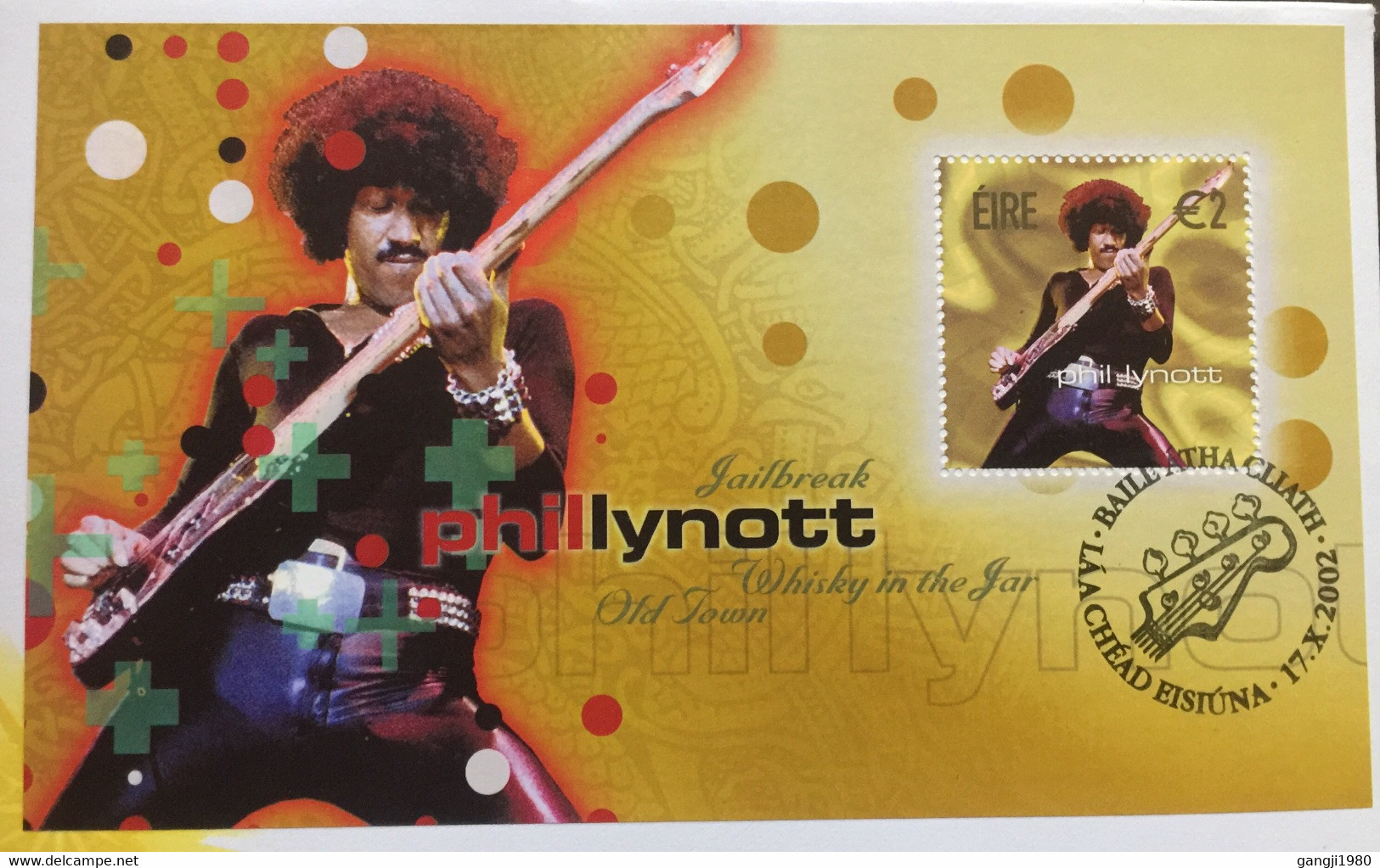 IRELAND 2002, FDC COVER  BLOCK ,MINIATURE SHEET,PHILL LYNOTT ON COVER,ROCK MUSIC - Brieven En Documenten