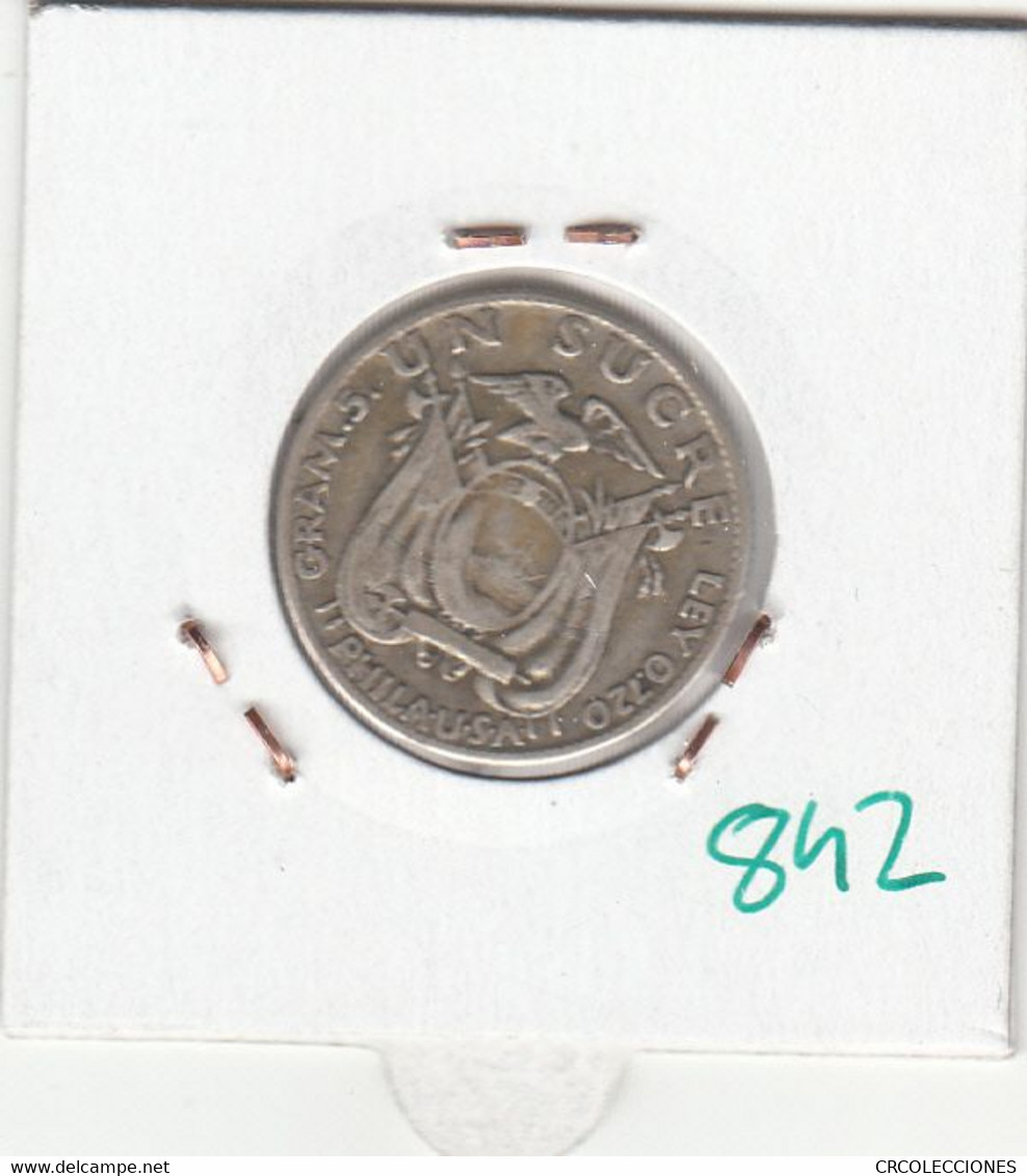 CR0842 MONEDA ECUADOR 1 SUCRE 1934 PLATA 12 - Ecuador