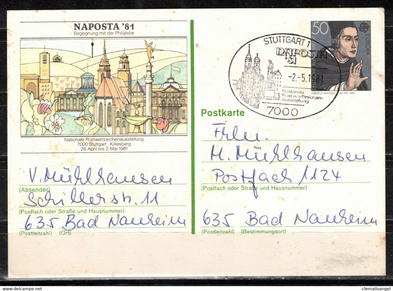 68m * BUNDESREPUBLIK * GANZSACHE * NAPOSTA 1981 IN STUTTGART NACH BAD NAUHEIM * MIT SONDERSTEMPEL **!! - Postales Privados - Usados