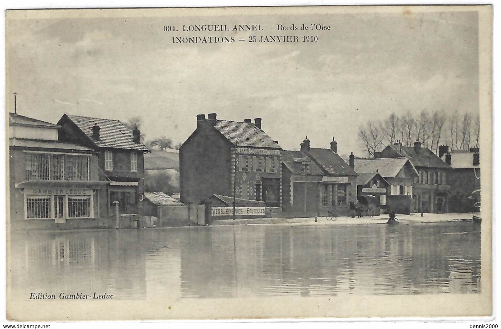 LONGUEIL ANNEL (60) - Bords De L' Oise - Inondations - 25 Janvier 1910 - Au Dos, PUB - Ed. Gambier-Leduc - Longueil Annel