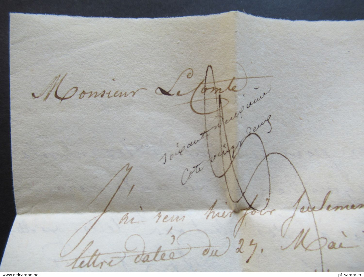 Frankreich 1808 oder 1838 ?? roter ovaler Stempel Autriche p. Huningue roter L2 Mant.... Faltbrief mit Inhalt